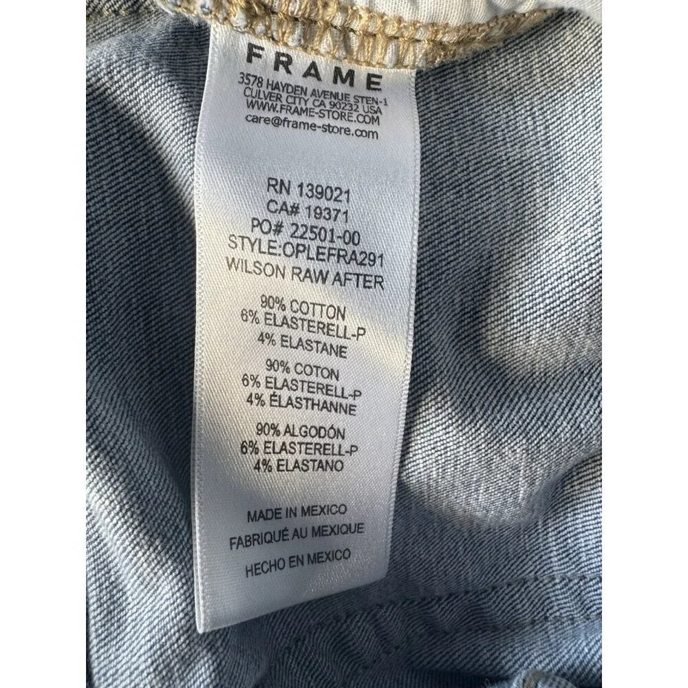 FRAME Le Easy High Waist Raw Hem Flare Jeans Wone's Sz 27 Wilson Raw After Wash